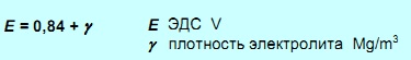 ЭДС свинцового аккумулятора